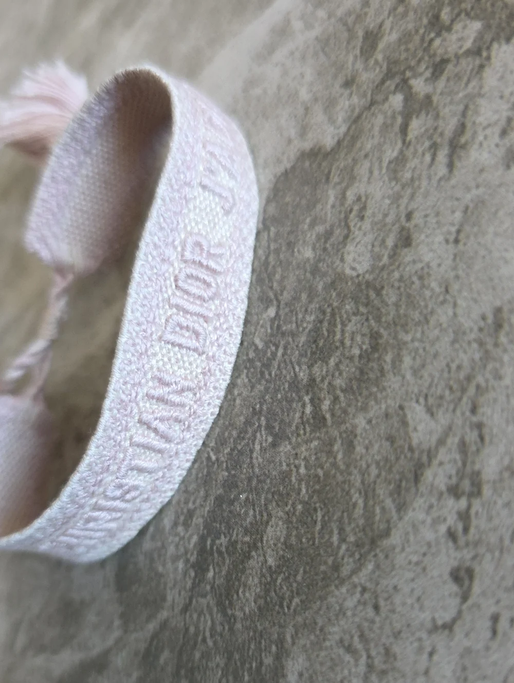 Dior Pale Pink Embossed Fabric Bracelet